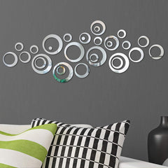 48Pcs Round Acrylic Mirror Wall Sticker Decal Set