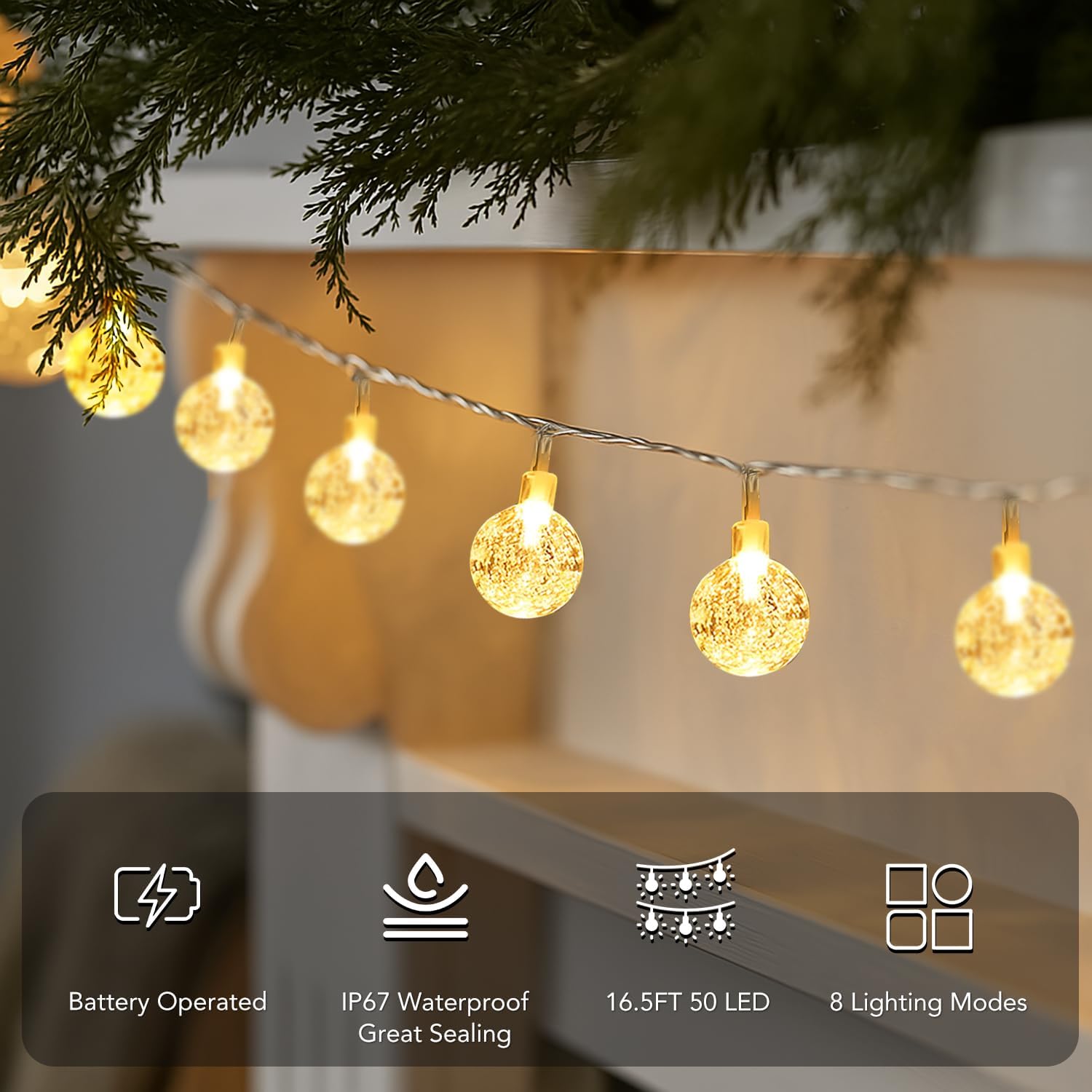 50 LED Globe String Lights with Remote Control