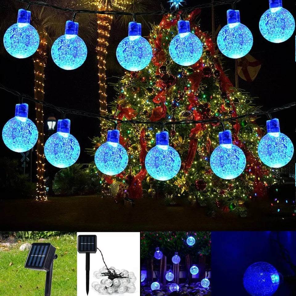 LED Ball Solar String Lights – Outdoor Retro Fairy Lights for Garden, Patio & Parties