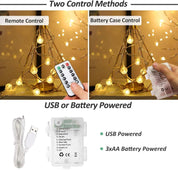 100 LED Globe Fairy Lights 15M – USB/Battery, Remote