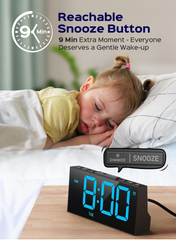 Digital Alarm Clock with Dual Alarms, USB Port, Snooze & 4-Level Brightness