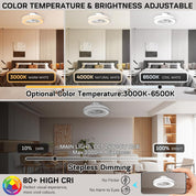RGB LED Ceiling Fan with Remote & Quiet Reversible Motor