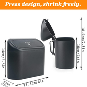 ABS Waterproof Mini Trash Can with 90 Bags – Push-Lid Car, Home & Office Organizer Bin (16×14×7cm)