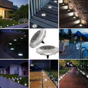 8-Pack Solar Disk Lights, Bright White Outdoor Pathway Lamps