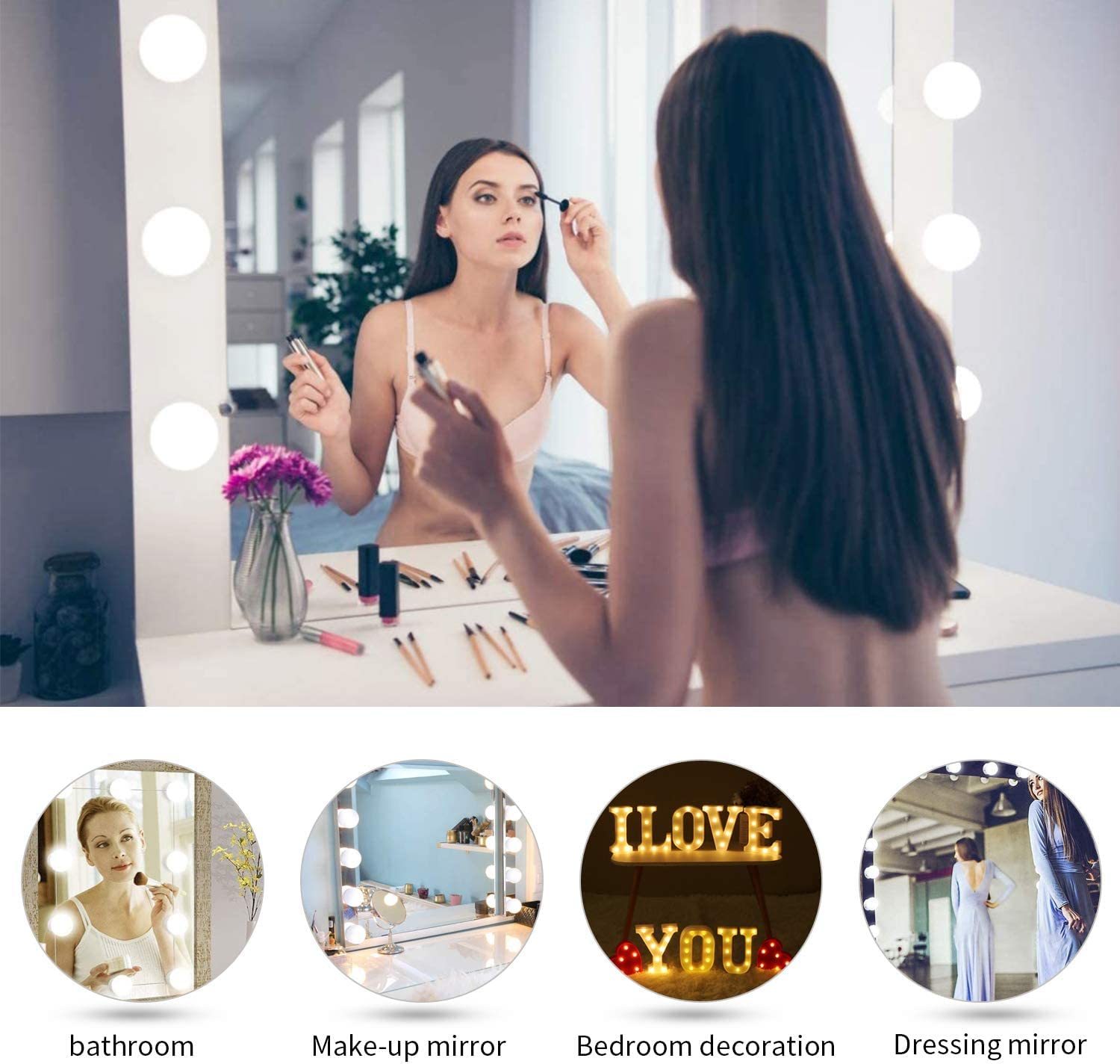 LED Strip Lights Kit with Touch Sensor Dimmer Switch | 10 Bulbs