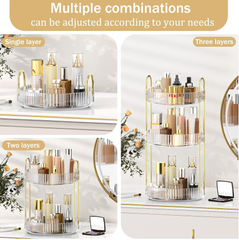 360 Rotating 3-Tier Makeup Organizer Large Cosmetic Storage Stand