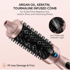 38mm Ceramic Ionic Thermal Brush – Heated Volumizing Curling Iron with LCD Display