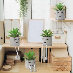 Dremisland Small Artificial Plants in Cement Pots – Mini Fake Succulent Décor