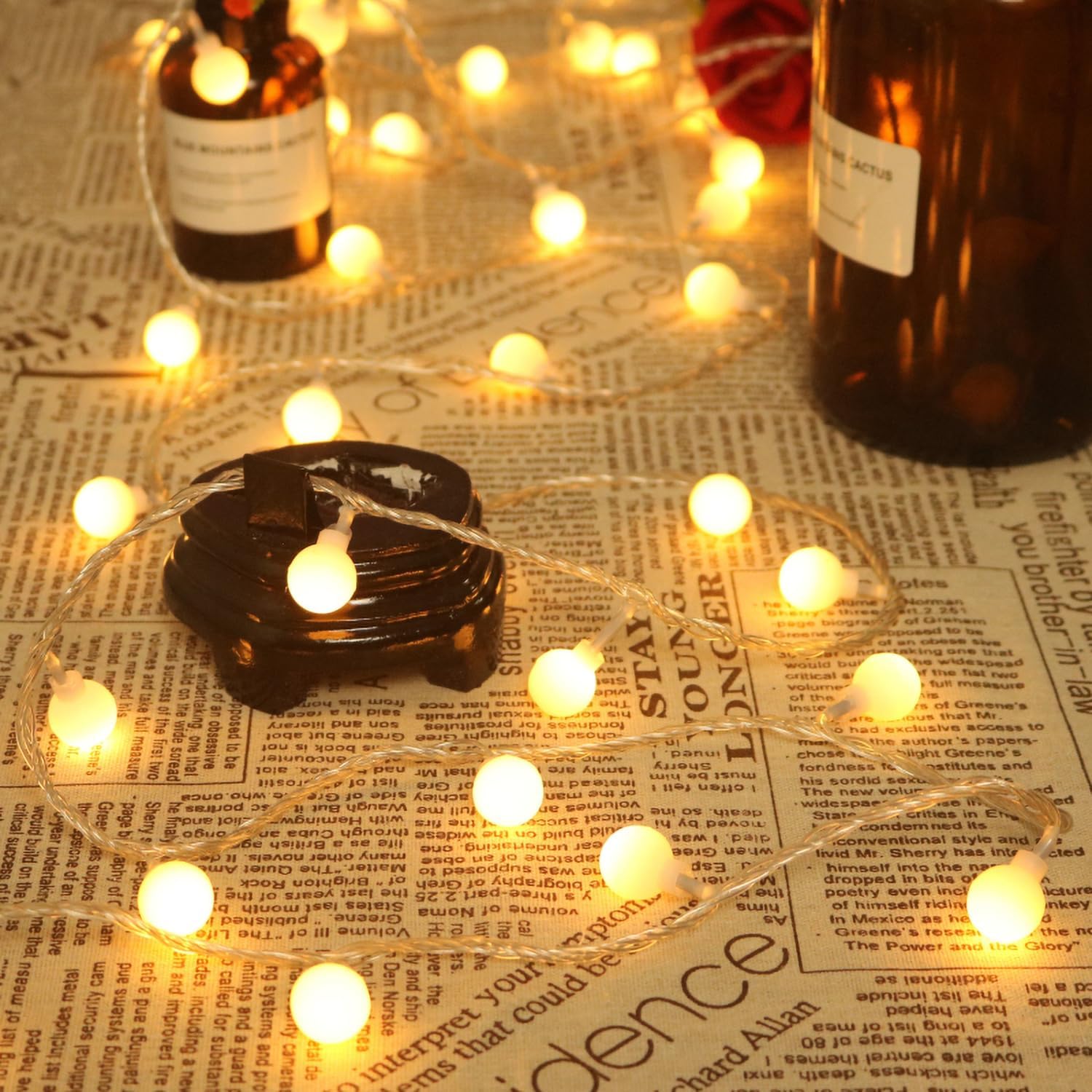 15M Globe Fairy Lights – 100 LEDs, Remote Powered
