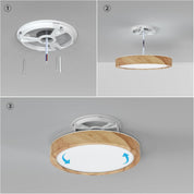 LED Ceiling Light, 12W Wood Grain Flat Small Round Nordic Flush Ceiling Light for Bedroom Living Room Kitchen Bathroom Lights