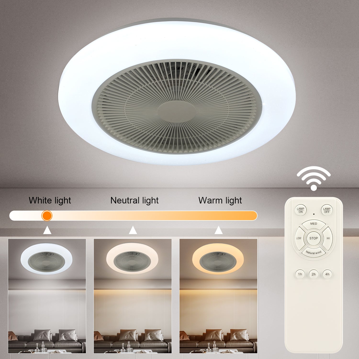 Smart RGB LED Ceiling Fan with Bluetooth Speaker & Remote Control – Modern Starry Sky Design