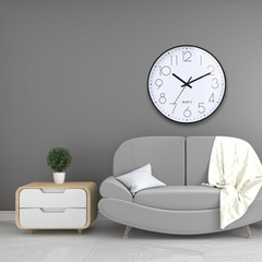 12-Inch Silent Quartz Wall Clock, Non-Ticking Decorative Clock for Home & Office (Black)