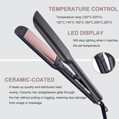 Ionic Wide Plate Hair Straightener – LED Display, 120–220°C, 360° Cord