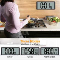 14-Inch Large LCD Digital Wall Clock with Date & Temperature Display (Battery)