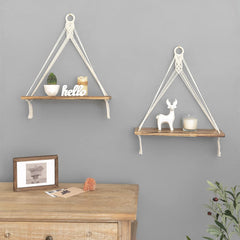 Macrame Hanging Shelves Set of 2 Boho Wall Décor