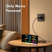 Curved Digital Alarm Clock with RGB Night Light, Snooze & Adjustable Brightness