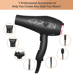 Professional 2400W Ionic Hair Dryer – Fast Blow Dryer with Diffuser & Styling Combs