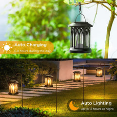 2 Pack Solar Hanging Lanterns – Outdoor Waterproof Garden Lights