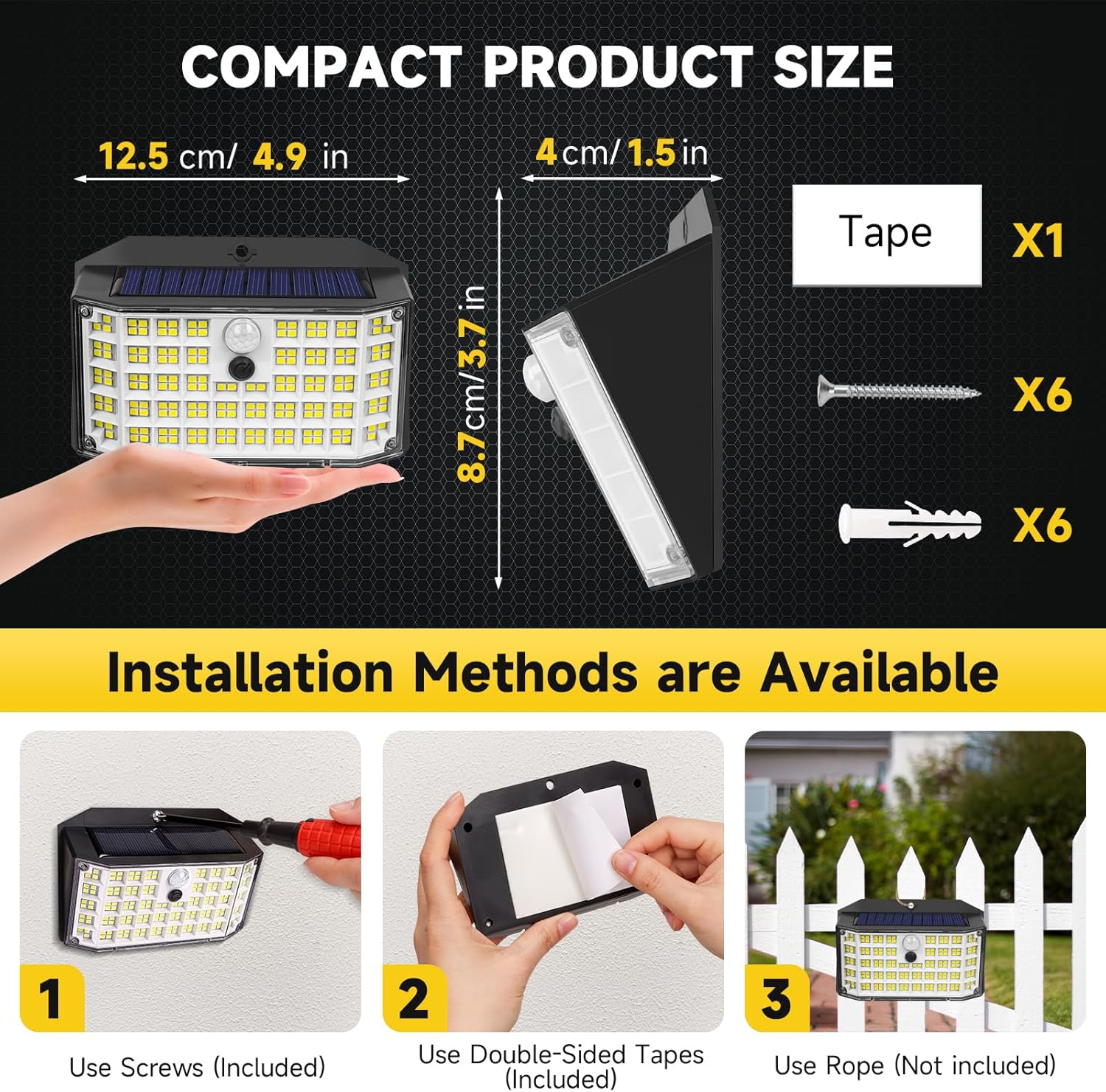 4 Pack Solar Motion Lights – 2000LM Outdoor Security