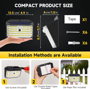 4 Pack Solar Motion Lights – 2000LM Outdoor Security