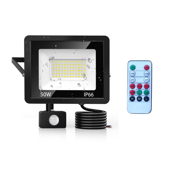 30W LED Security Light Outdoor, 3000LM PIR Motion Sensor Floodlight with IR Remote Control, IP65 Waterproof Cool White Security Light for Garden, Garage, Driveway & Yard