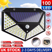 100 LED Solar Security Light, PIR Motion Sensor Wall Light, 3 Modes, 270° Wide Angle, IP65 Waterproof for Outdoor Garden Fence Yard & Pathway