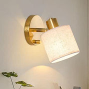 Dimmable Gold Wall Sconce with Beige Linen Shade, E27
