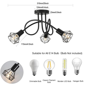 Retro Industrial Ceiling Light – E14 Base 3-Light Chandelier for Dining Room & Hallway (Bulbs Not Included