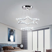 Modern Adjustable 2-Ring LED Crystal Chandelier with Remote