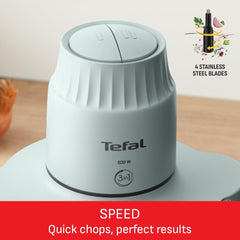 Tefal XXL Electric Chopper, 2L Durable Heat Resistant Glass Bowl, Storage Lid, 4 Stainless Steel Blades, 2 Speeds, Food Processor, Dips, Hummus, Fruit & Vegetable