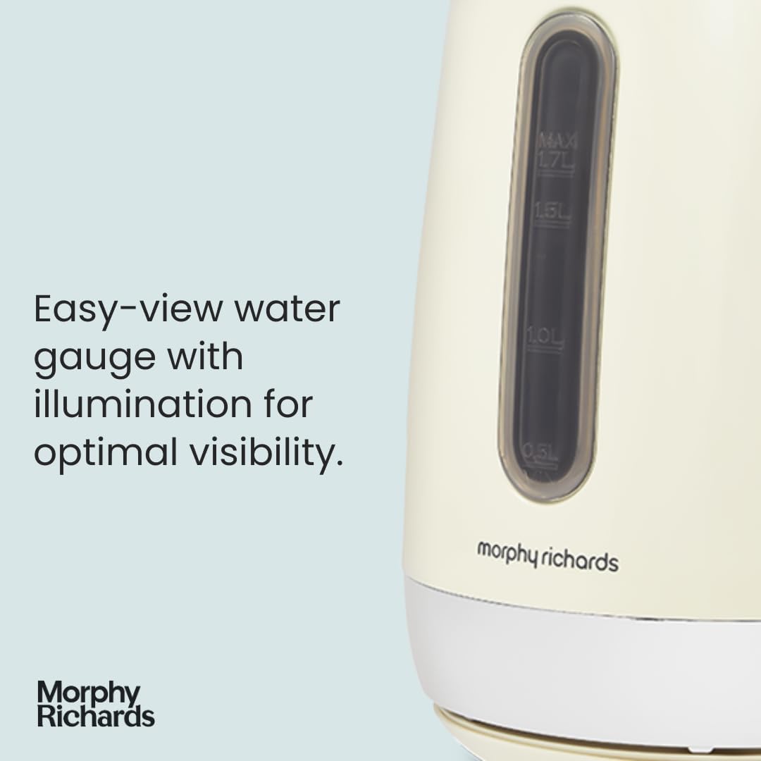 Equip 1.7L Jug Kettle – 3kW Rapid Boil, Removable Limescale Filter, Easy View Water Gauge, Stainless Steel, Cream