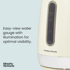 Equip 1.7L Jug Kettle – 3kW Rapid Boil, Removable Limescale Filter, Easy View Water Gauge, Stainless Steel, Cream