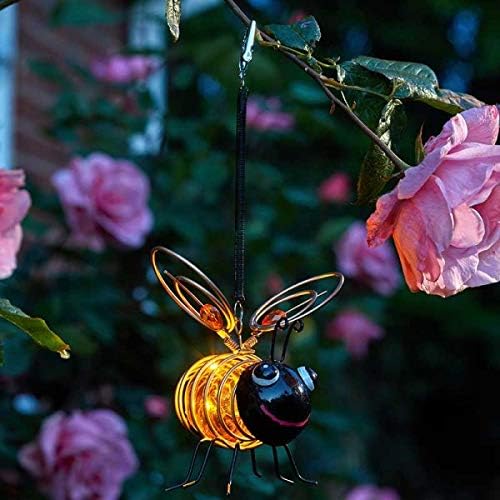 Hanging Solar-Powered Bumble Bee Lights - Warm White Decorative Garden Lanterns (2-Pack)