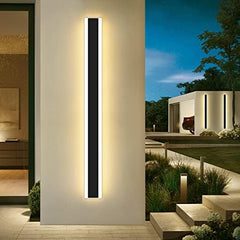 40CM Wall Lights, 18W Contemporary Outdoor Wall Lights, 3000K Warm White, Black Finish, Mains Powered Hard-Wired Outside Wall Light for Hallway and Balcony