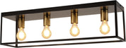 Vintage Industrial Ceiling Light - 4 Light Matte Black Metal Cage Design