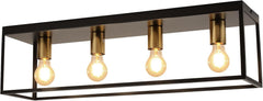 Vintage Industrial Ceiling Light - 4 Light Matte Black Metal Cage Design