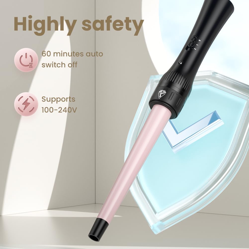 5-in-1 Hair Curling Wand – 10mm-32mm Ceramic Curlers with Anti-Scald Clips & Gloves