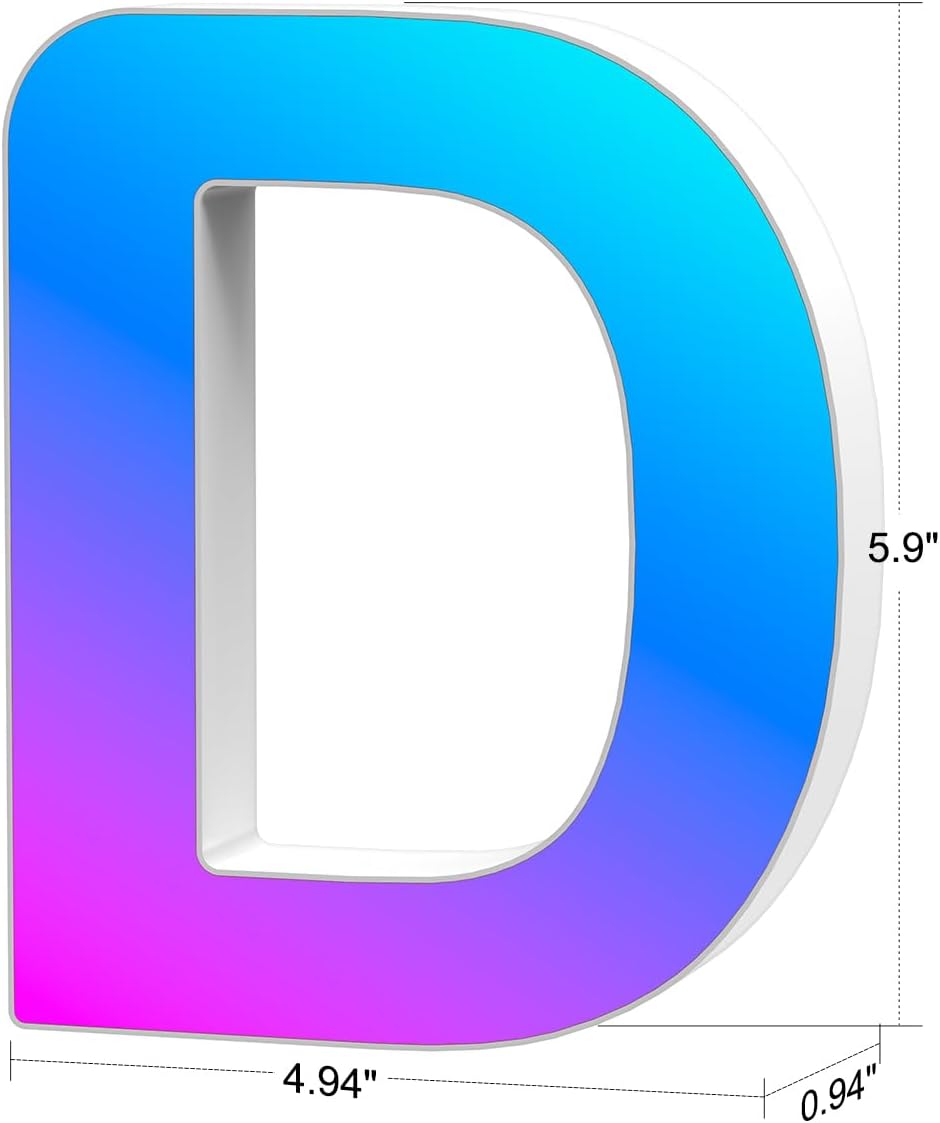 RGB LED Letter Light D USB Color Changing