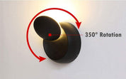 LED Wall Light 5W Rotatable Adjustable Sconce – 350° Directional Lighting Modern Indoor Lamp for Bedroom Living Room Bathroom Hallway Black Warm White