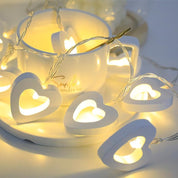 Warm White Wooden Heart USB String Lights, 3m Indoor Fairy Lights for Romantic & Event Décor
