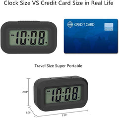 Small Digital Travel Alarm Clock – Easy to Read, Snooze Light, Ascending Alarm, 12/24H