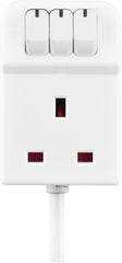 Masterplug Three Socket Extension Lead with Individual Switches, White