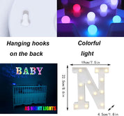 Light Up Colorful LED Marquee Letter N - 18 Colors with Remote
