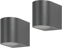 Outside Wall Lights, Outdoor Light Mains Powered, Modern Arc Anthracite Grey Aluminum Downlight, GU10 Socket IP44 Waterproof, Porch- 2 Pack