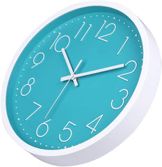 Modern Turquoise Wall Clock – Silent Non-Ticking Quartz Sweep for Home