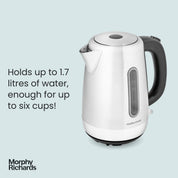 Equip 1.7L Kettle – 3kW Rapid Boil, Removable Limescale Filter, Easy View Water Gauge – Brushed Stainless Steel