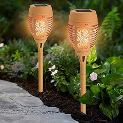 2-Pack 36 LED Solar Torch Lights: Dancing Flickering Flame Effect, Waterproof Stake Stick Lights for Outdoor Garden and Landscape Path, Black