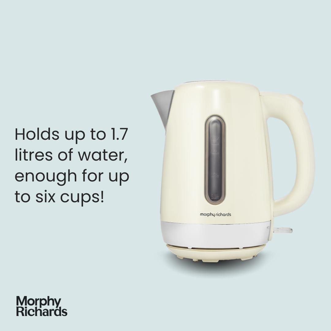 Equip 1.7L Jug Kettle – 3kW Rapid Boil, Removable Limescale Filter, Easy View Water Gauge, Stainless Steel, Cream