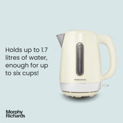 Equip 1.7L Jug Kettle – 3kW Rapid Boil, Removable Limescale Filter, Easy View Water Gauge, Stainless Steel, Cream