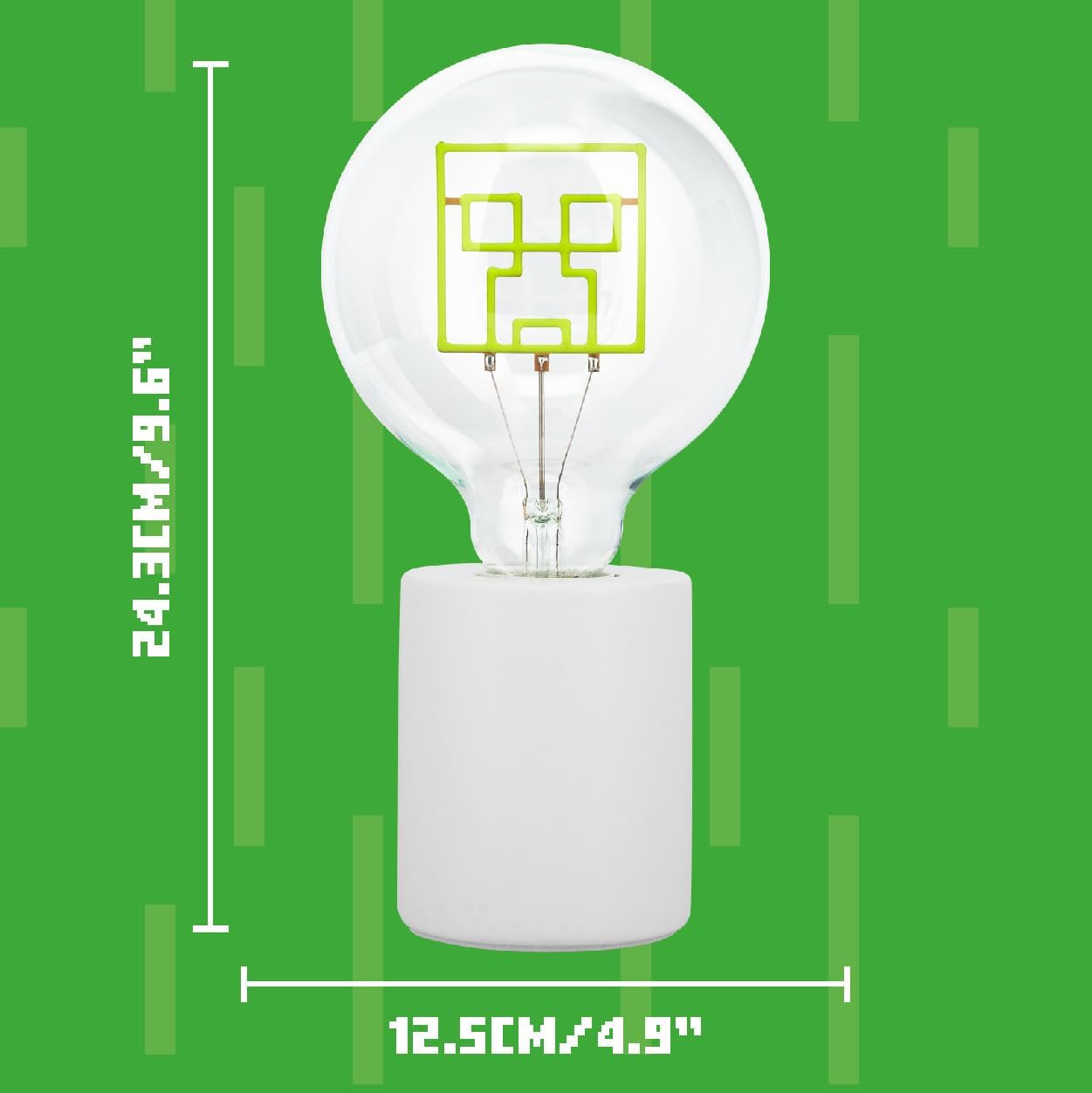 Paladone Minecraft Creeper Decorative LED Neon Bulb Lamp - E27 Glass Lightbulb, Officially Licensed Gamer Gift, Perfect for Bedrooms, Homes, Gaming Room Decor, Green